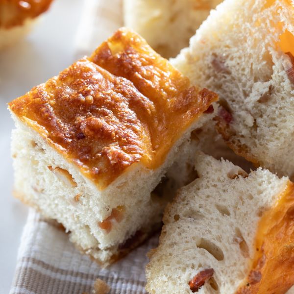 Focaccia bread filled with bacon